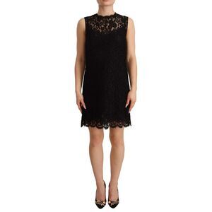Dolce & Gabbana Black Floral Lace Sheath Sleeveless Mini Women's Dress